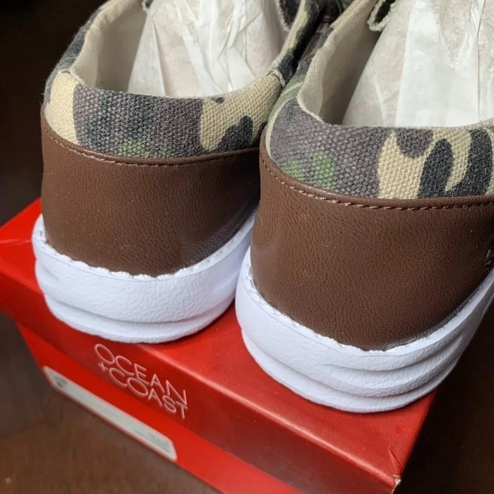 Ocean + Coast Oliver Boat Shoes Youth 3 Camo New Canvas‎ Slip On CK2274